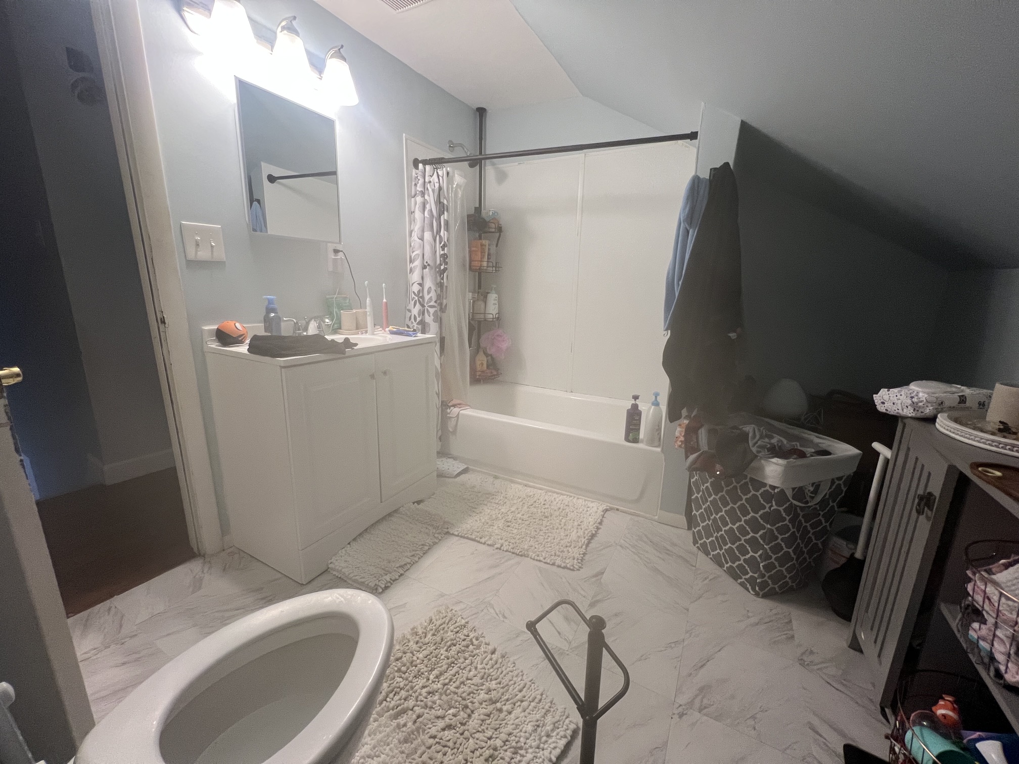 Sparrows Point bathroom before renovation — original tub and dated fixtures, Sparrows Point MD, prior to Precision Remodel LLC renovation